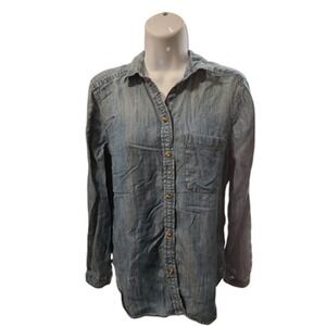 American Eagle Women's Size Small Top Boyfriend‎ Fit Denim Blue